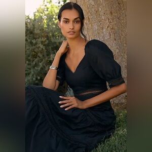 Peixoto Isabella Black Midi Dress